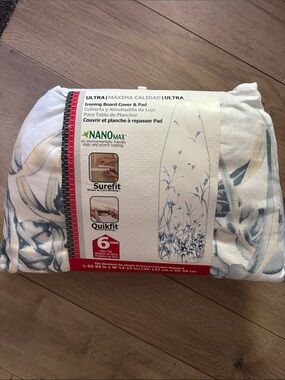 Nano White & Blue Floral Ironing Board Cover and Pad